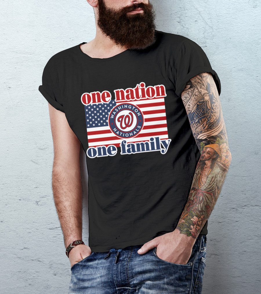 One Nation One Family Washington Nationals Usa Flag T-Shirt