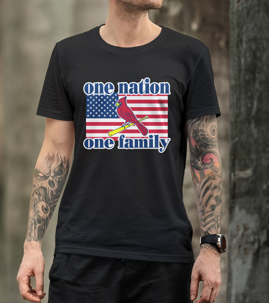 One Nation One Family St Louis Cardinals Flag T-Shirt