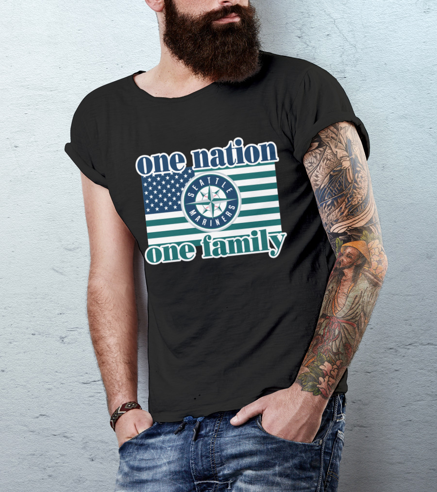 One Nation One Family Seattle Mariners Flag T-Shirt