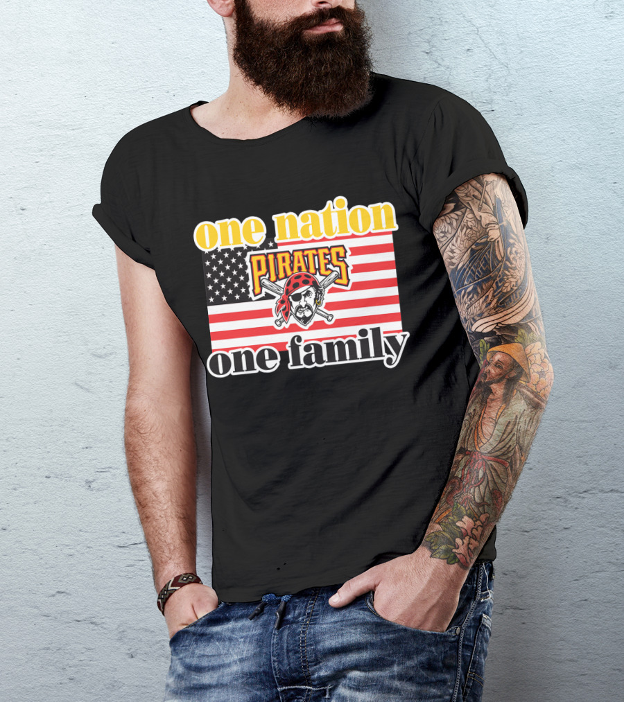 One Nation One Family Pirates Flag T-Shirt