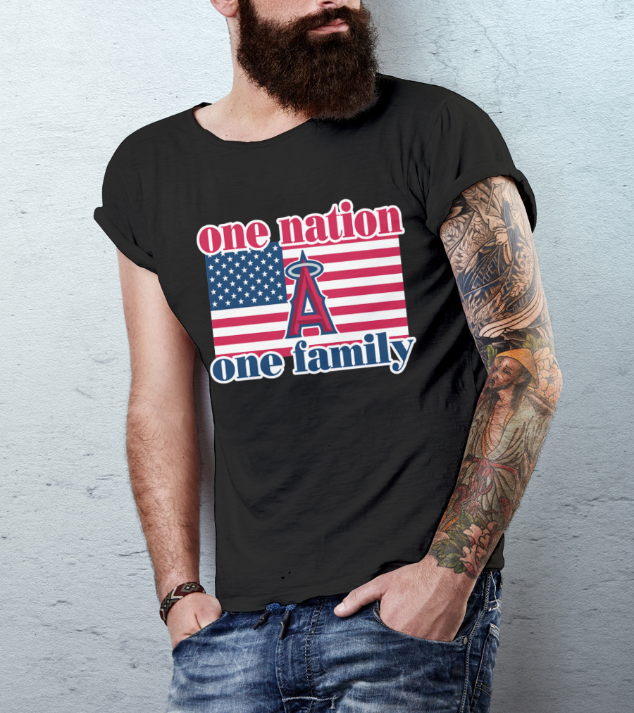 One Nation One Family Los Angeles Angels American Flag T-Shirt