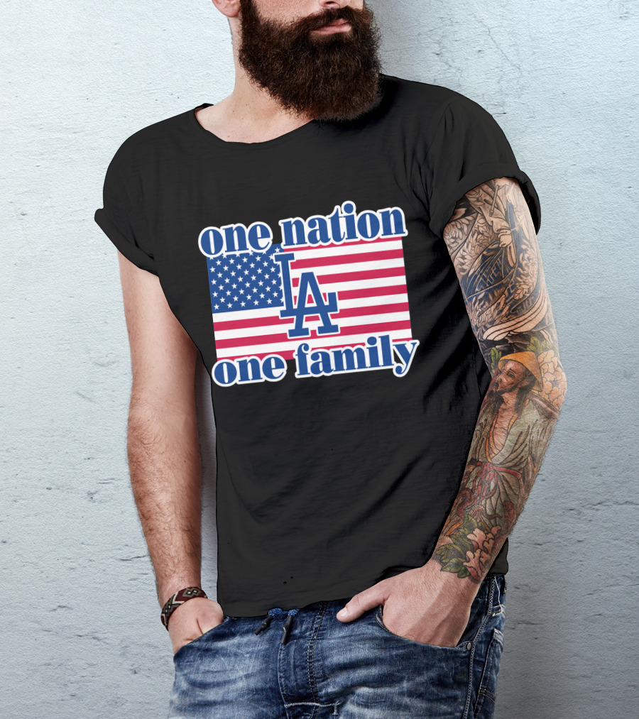 One Nation One Family La Dodgers Usa Flag T-Shirt