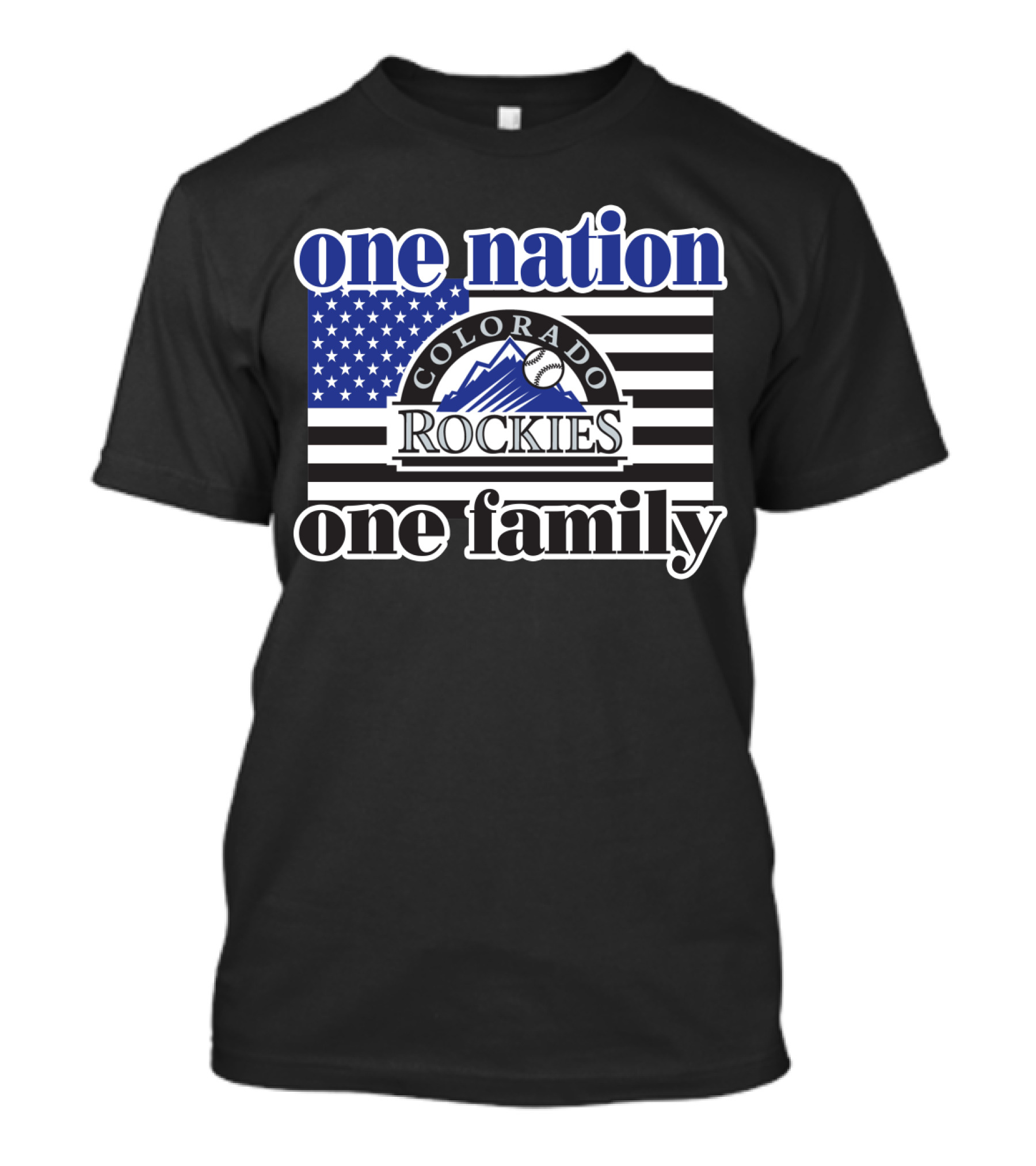 Colorado Rockies One Nation One Family Usa Flag T-Shirt
