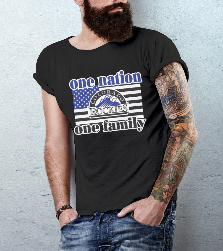 Colorado Rockies One Nation One Family Usa Flag T-Shirt