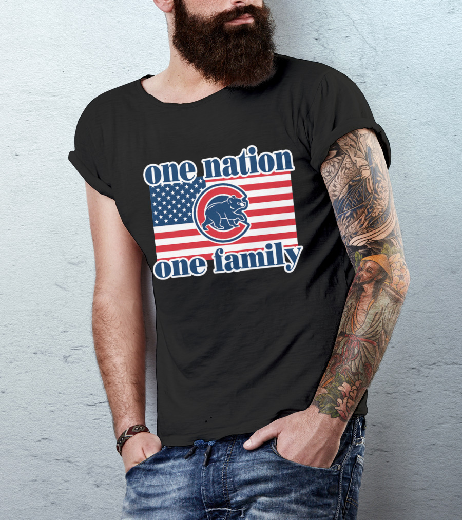 One Nation One Family 57 Chicago Cubs American Flag T-Shirt