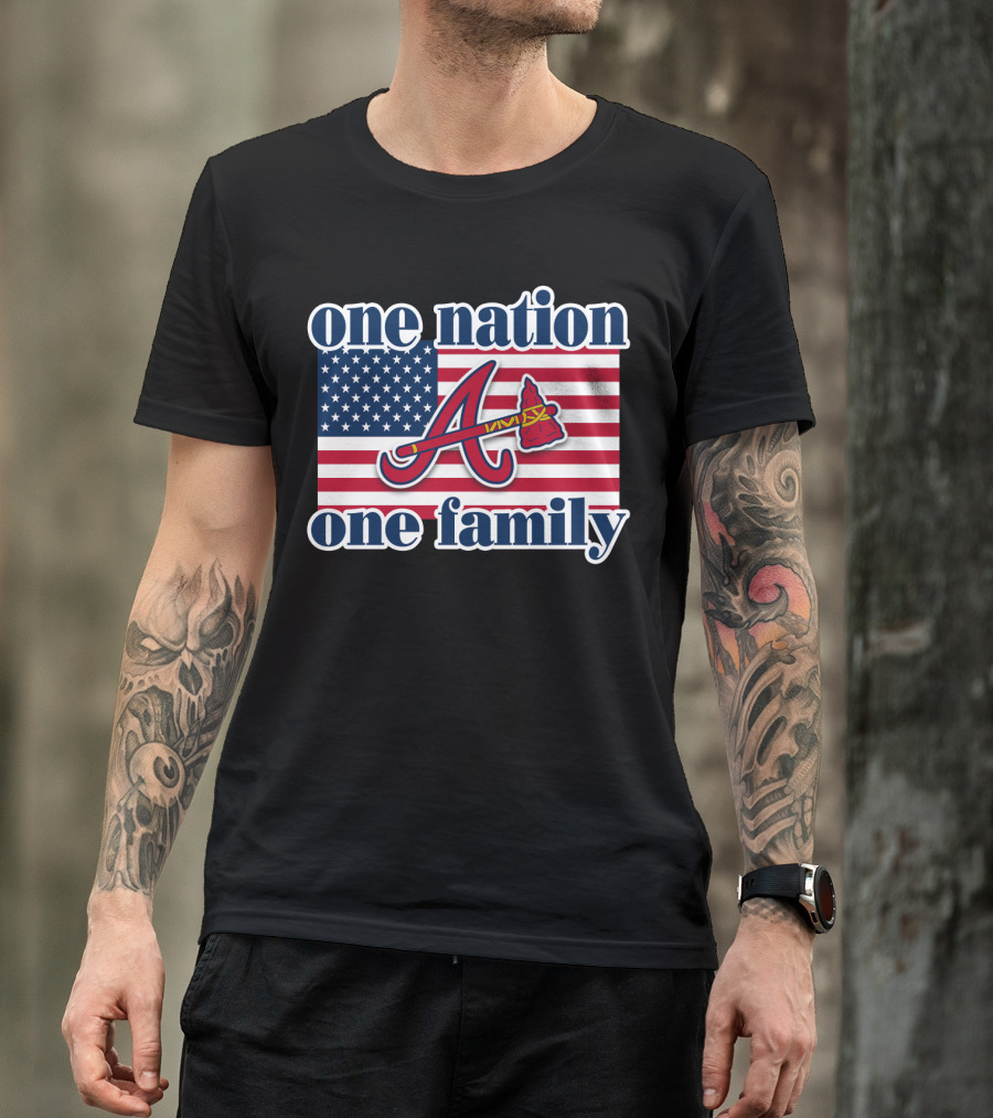 One Nation One Family Atlanta Braves American Flag T-Shirt