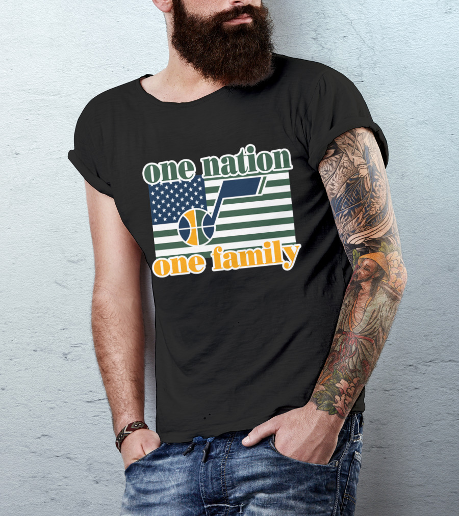 One Nation One Family Utah Jazz Basketball American Flag T-Shirt