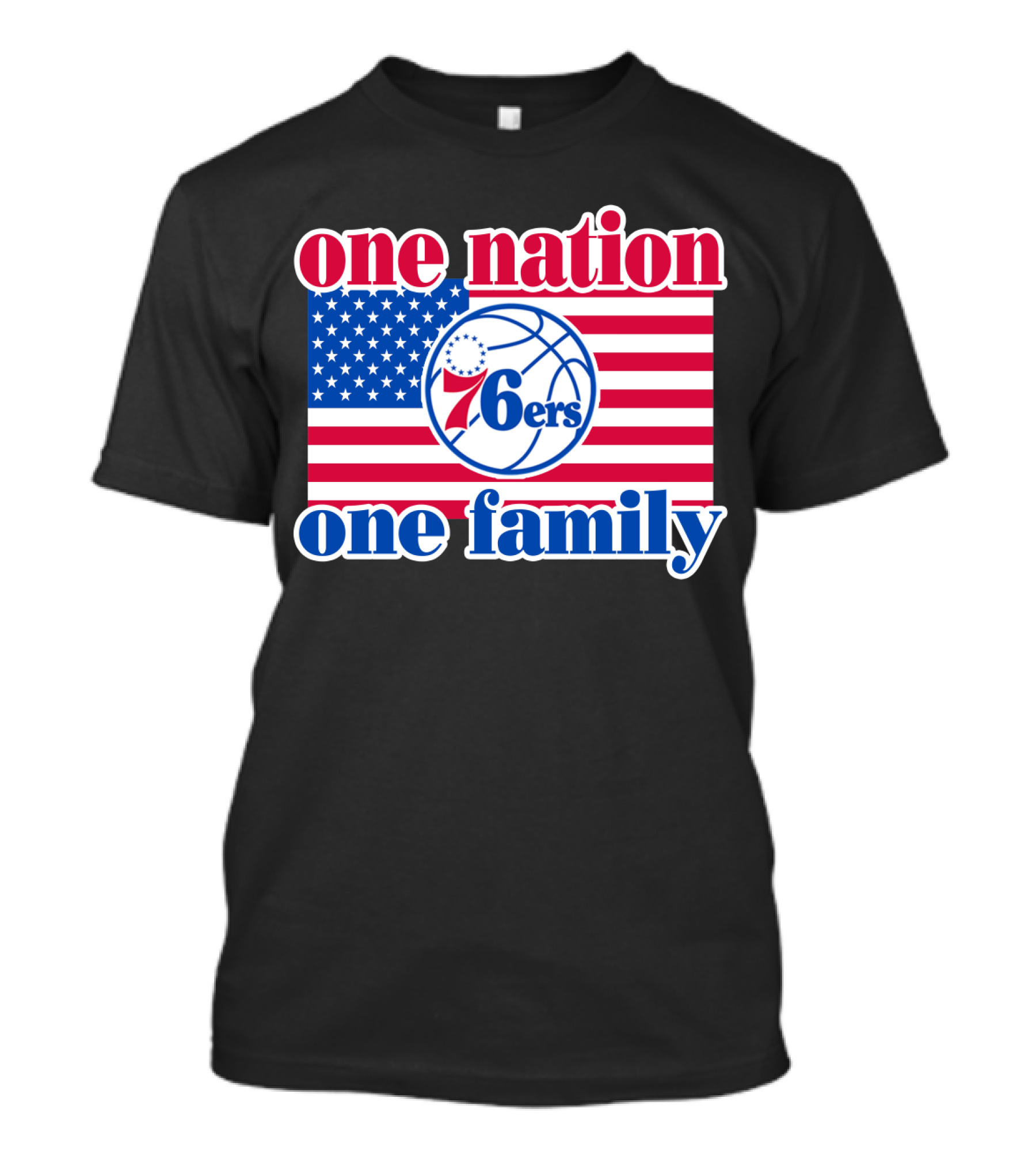 One Nation One Family Philadelphia 76ers 68 American Flag Basketball T-Shirt