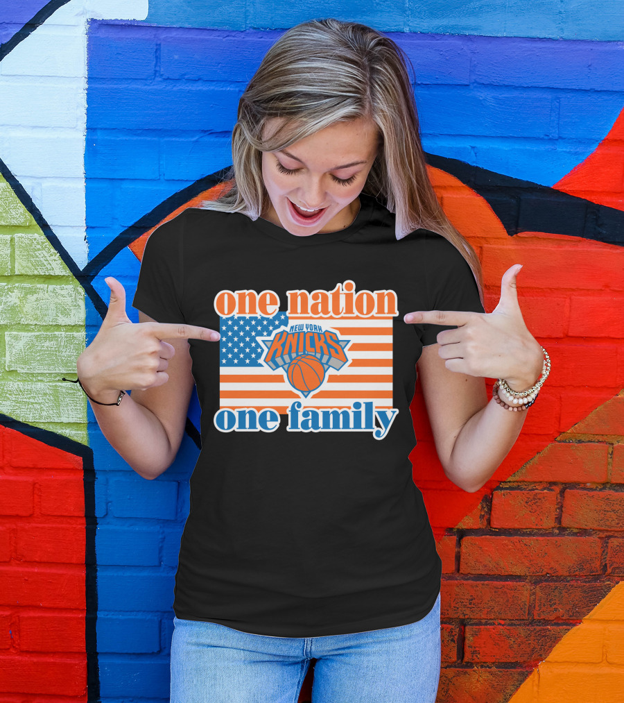 One Nation One Family New York Knicks 71 American Flag Basketball T-Shirt