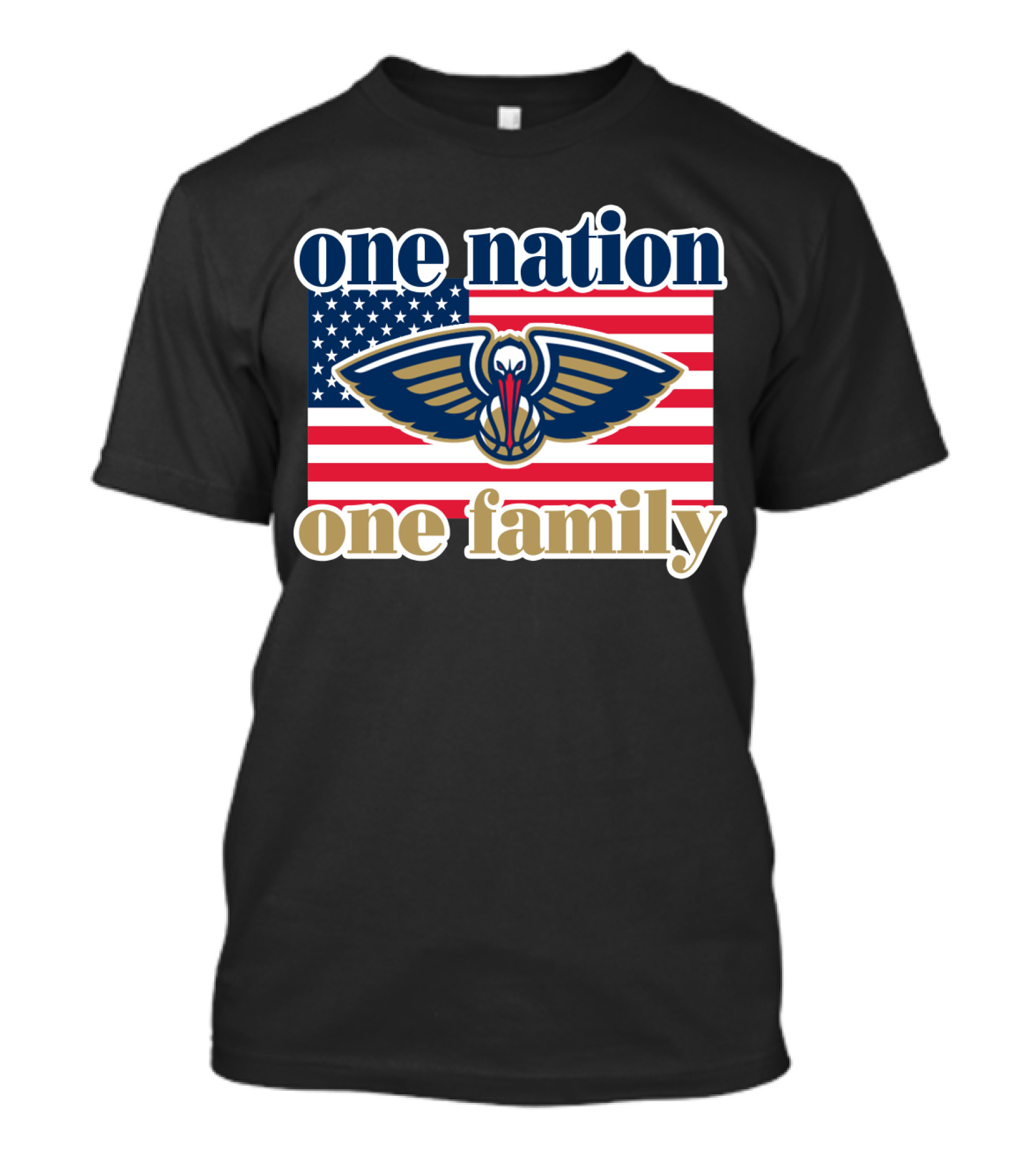 One Nation One Family New Orleans Pelicans American Flag T-Shirt