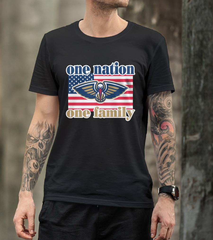 One Nation One Family New Orleans Pelicans American Flag T-Shirt