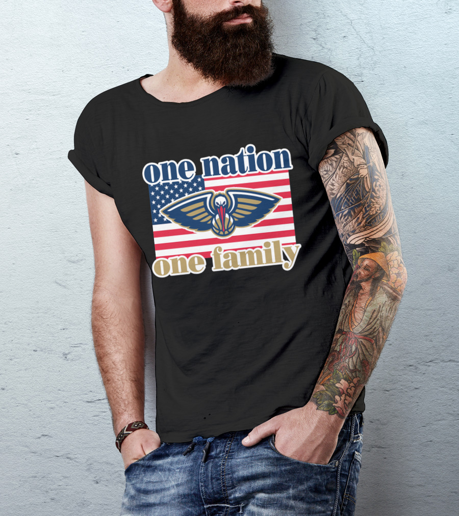 One Nation One Family New Orleans Pelicans American Flag T-Shirt