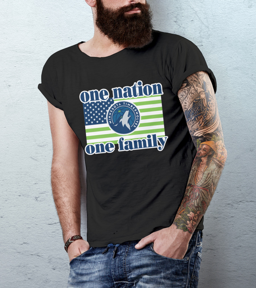 One Nation One Family Minnesota Timberwolves Flag T-Shirt