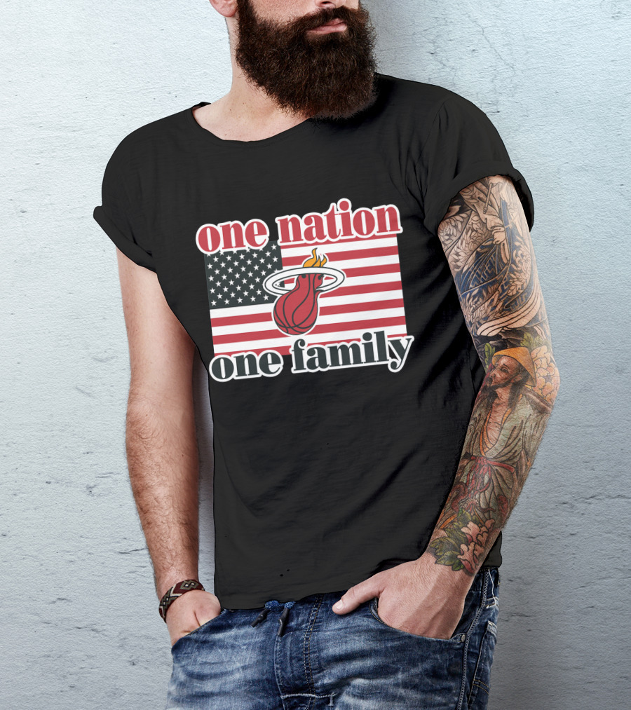 One Nation One Family Miami Heat American Flag T-Shirt