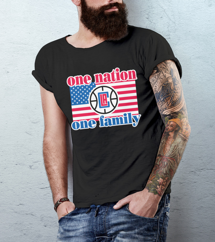 One Nation One Family La Clippers Usa Flag T-Shirt
