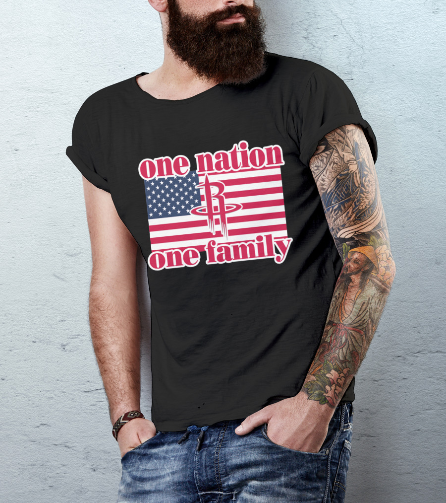 One Nation One Family 79 Houston Rockets Usa Flag T-Shirt