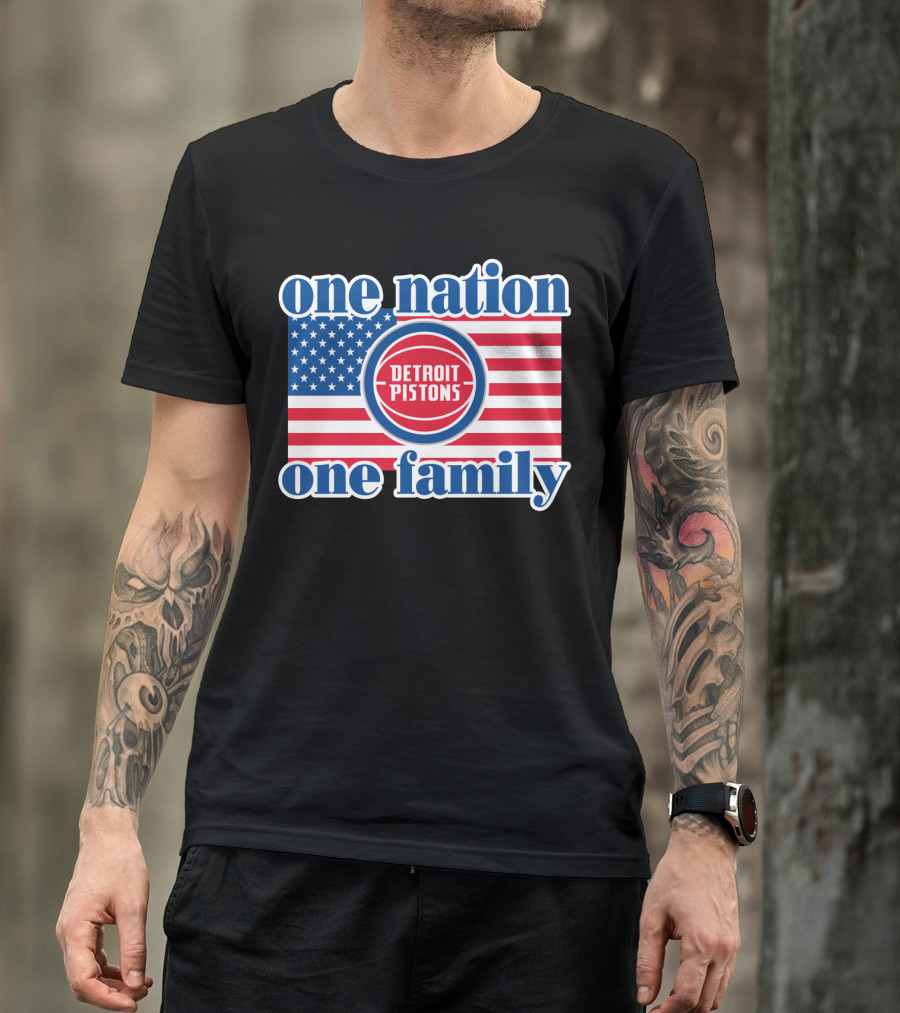 One Nation One Family Detroit Pistons 81 Usa Flag T-Shirt