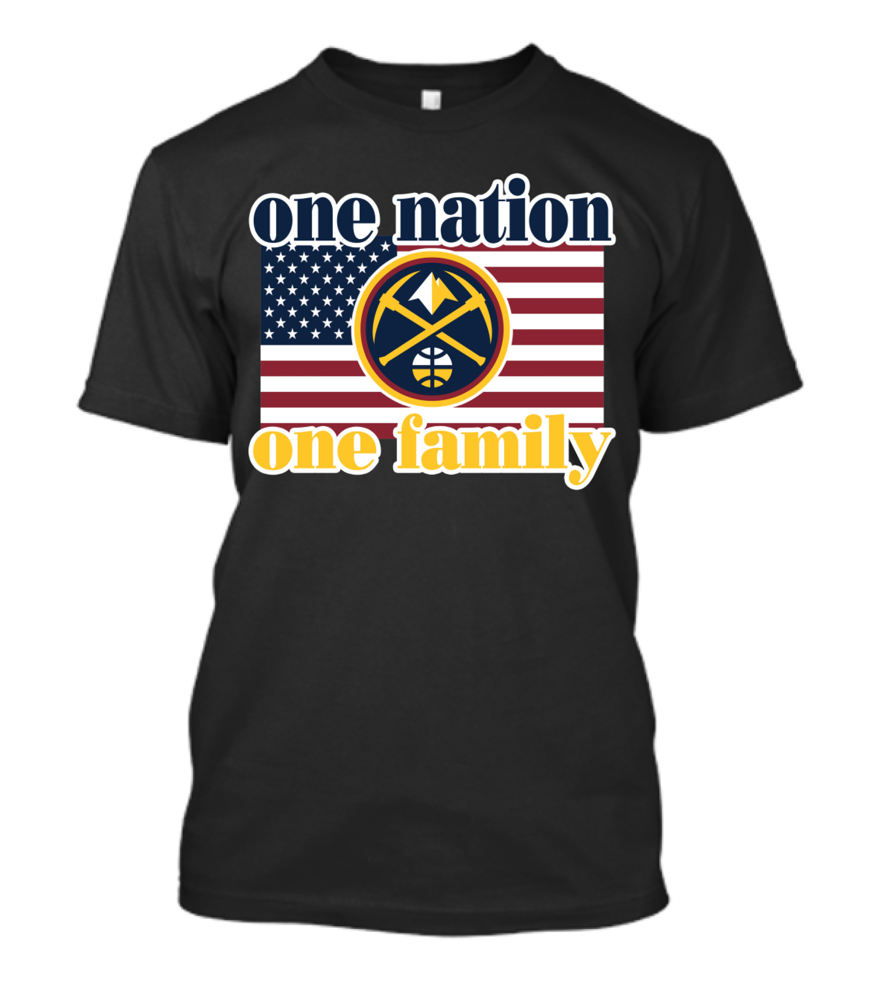 One Nation One Family Denver Nuggets American Flag T-Shirt