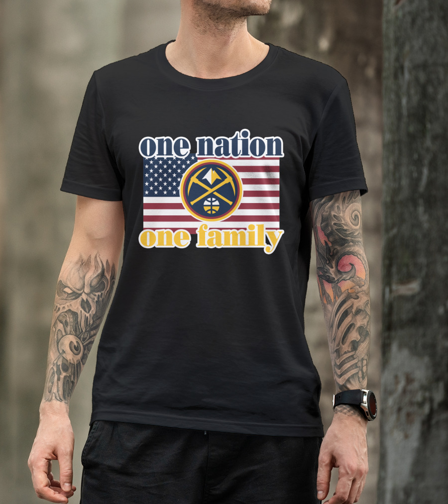One Nation One Family Denver Nuggets American Flag T-Shirt