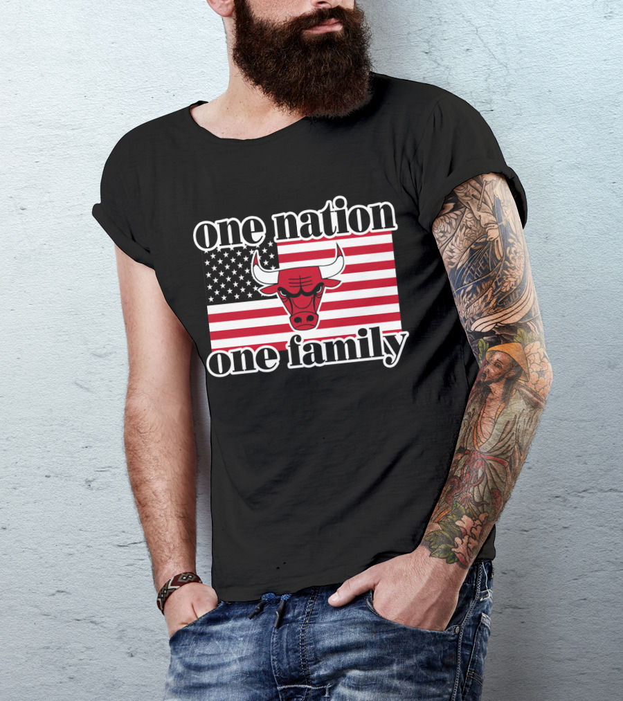 One Nation One Family Chicago Bulls 1985 Usa Flag T-Shirt