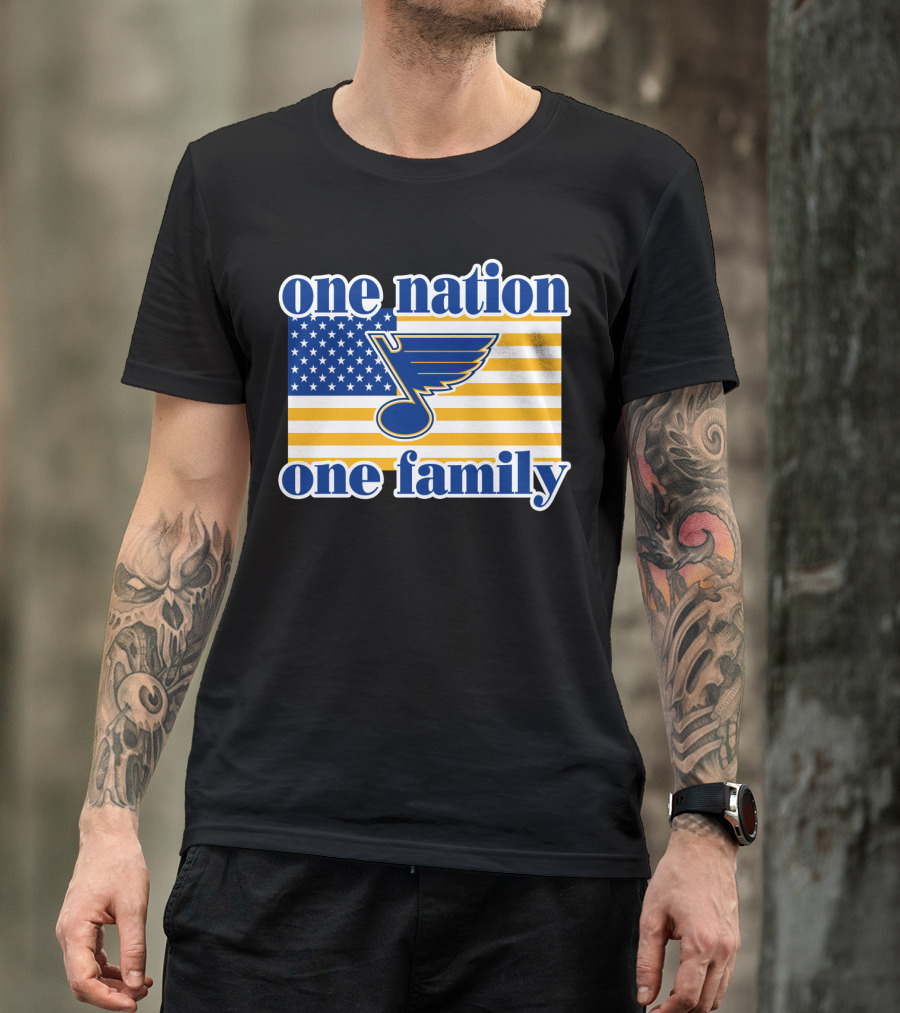 St Louis Blues One Nation One Family American Flag T-Shirt