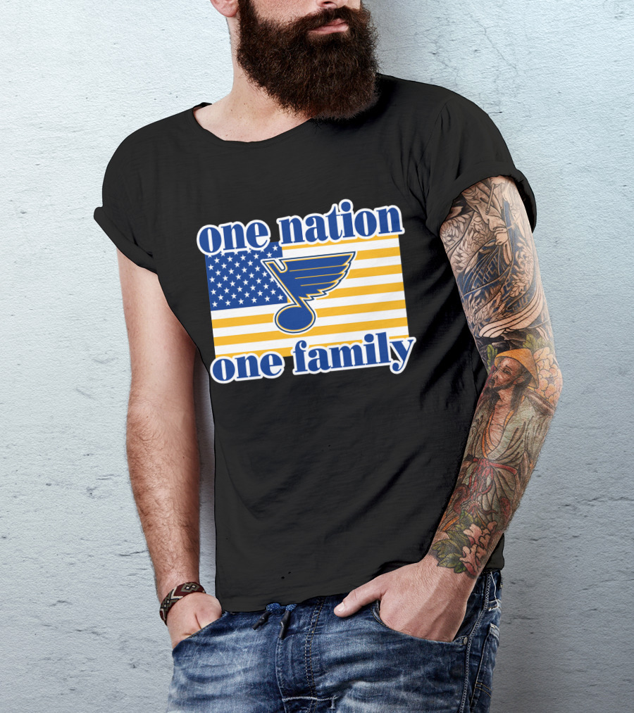 St Louis Blues One Nation One Family American Flag T-Shirt