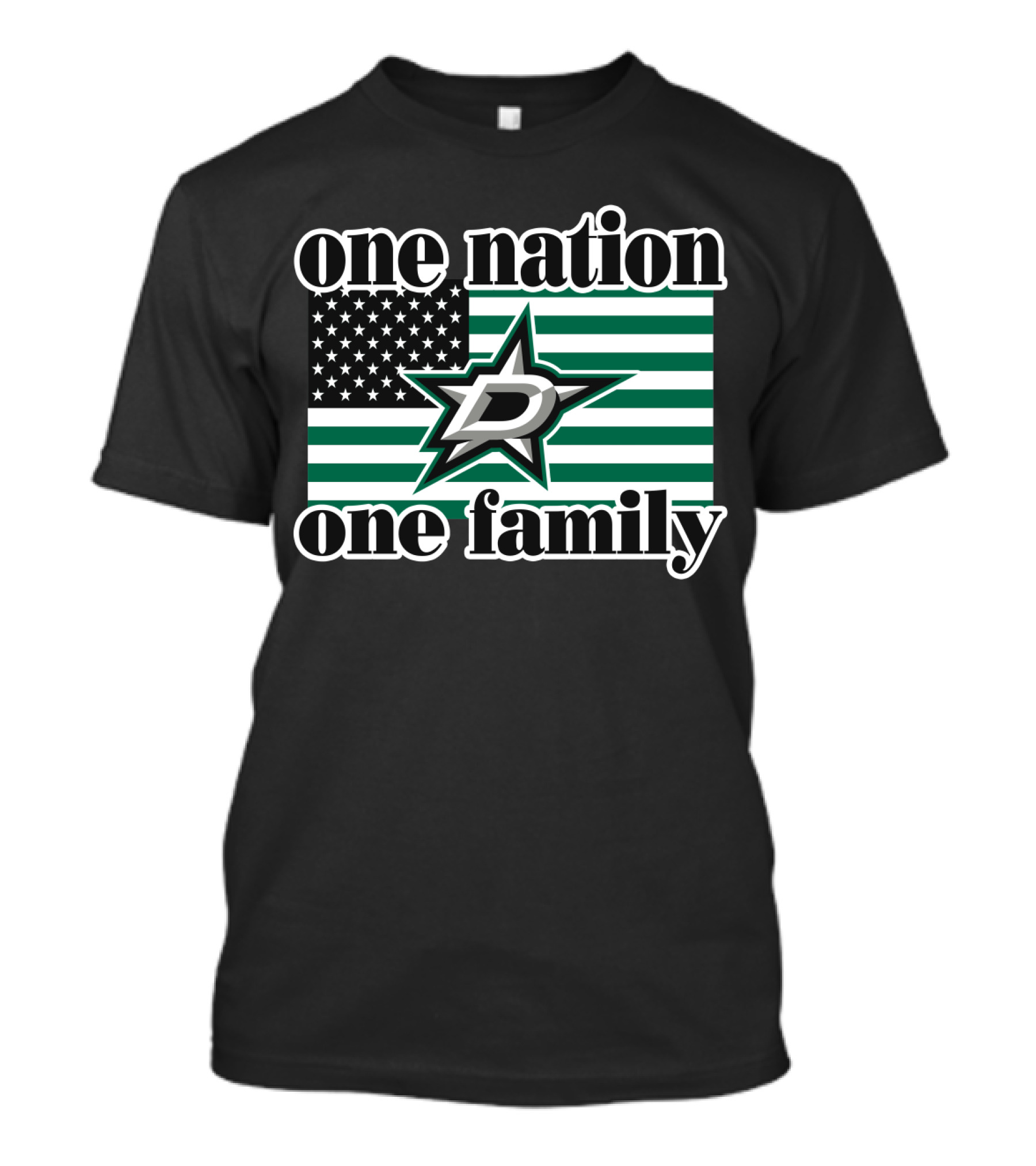 One Nation One Family Dallas Stars D Logo American Flag T-Shirt