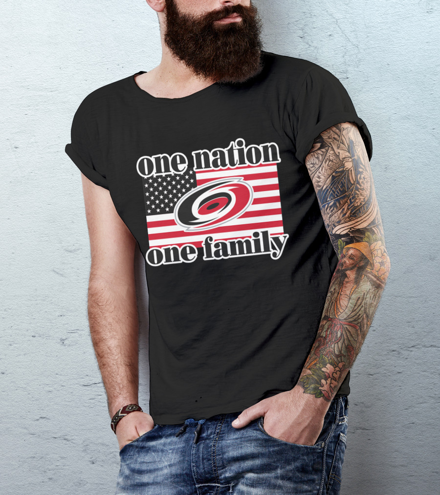 One Nation One Family Carolina Hurricanes Usa Flag T-Shirt