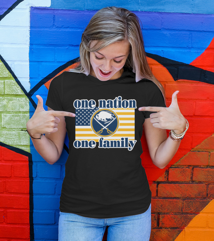 One Nation One Family Buffalo Sabres American Flag T-Shirt