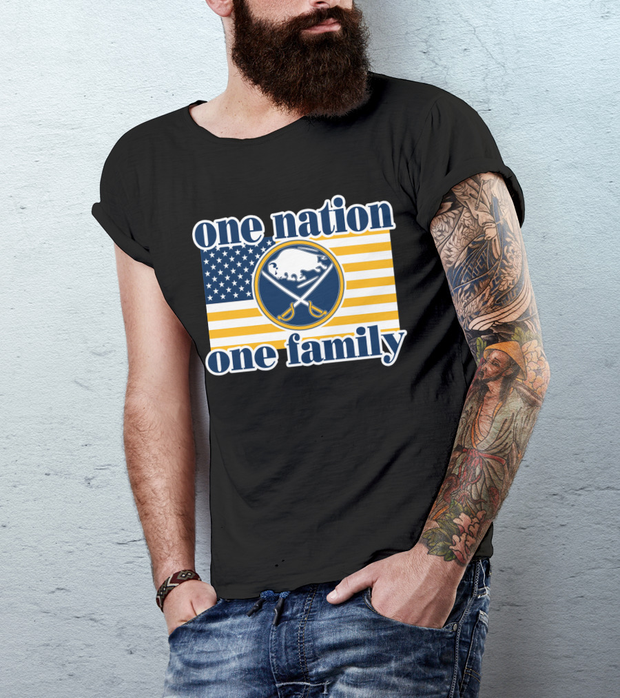 One Nation One Family Buffalo Sabres American Flag T-Shirt