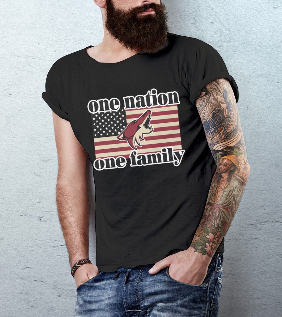 One Nation One Family Arizona Coyotes American Flag T-Shirt