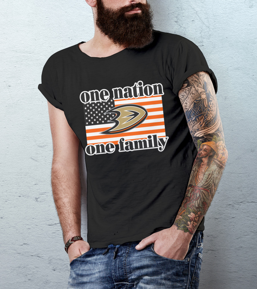 One Nation One Family Anaheim Ducks American Flag T-Shirt