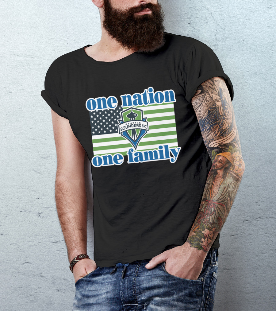 One Nation One Family Seattle Sounders Fc American Flag T-Shirt