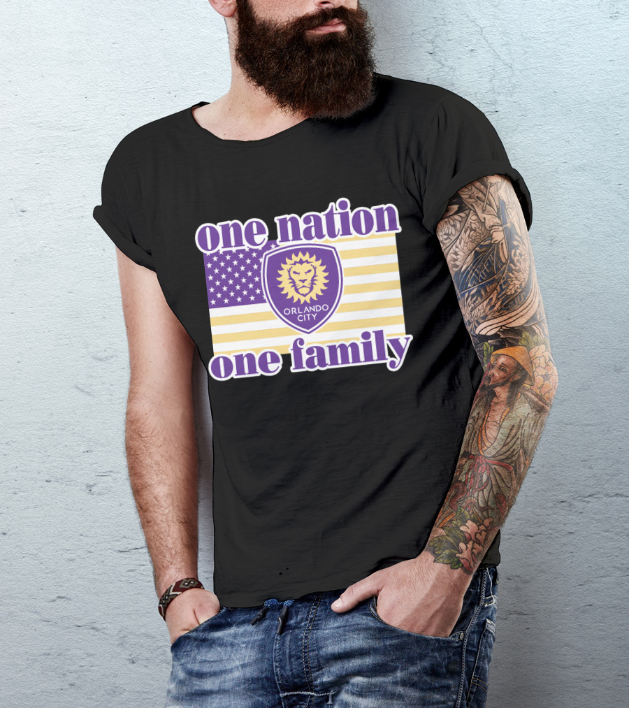 One Nation One Family Orlando City Sc American Flag Lion T-Shirt