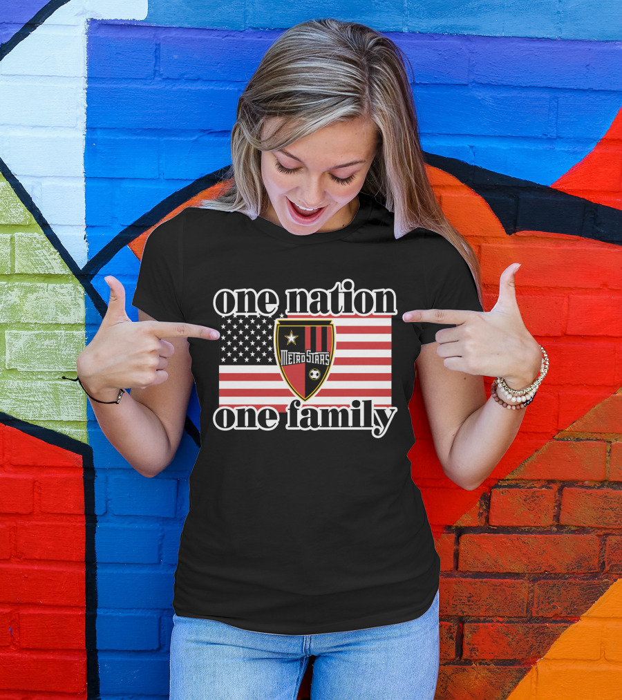 One Nation One Family Metrostars 136 Usa Flag Soccer Shield T-Shirt