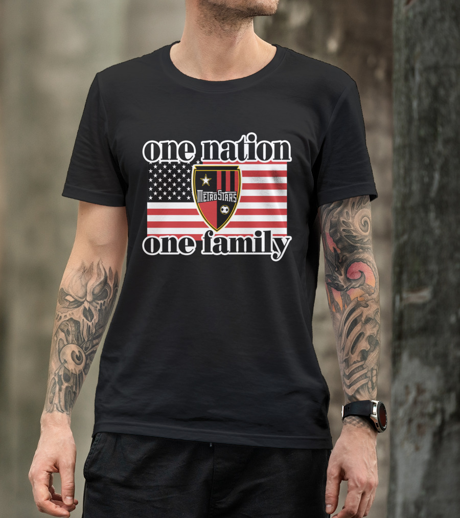 One Nation One Family Metrostars 136 Usa Flag Soccer Shield T-Shirt