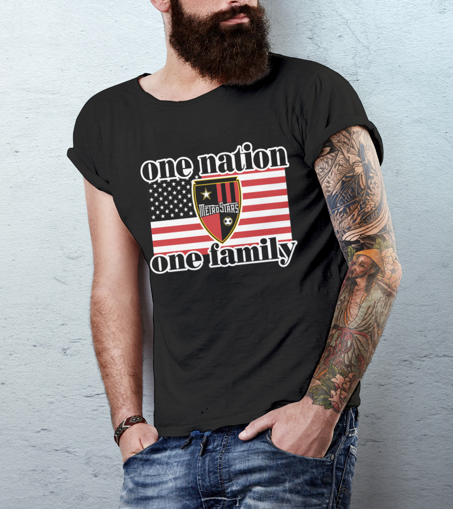 One Nation One Family Metrostars 136 Usa Flag Soccer Shield T-Shirt
