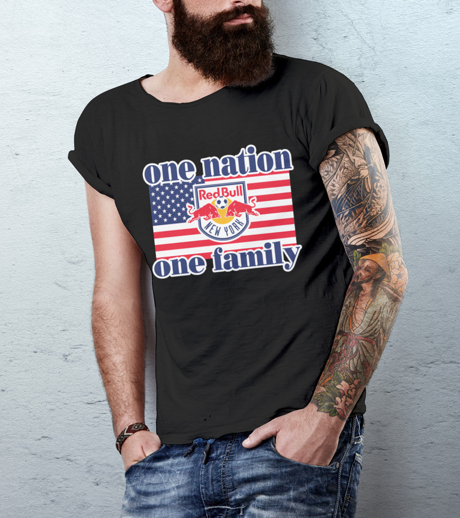 One Nation One Family Red Bull New York Us Flag T-Shirt