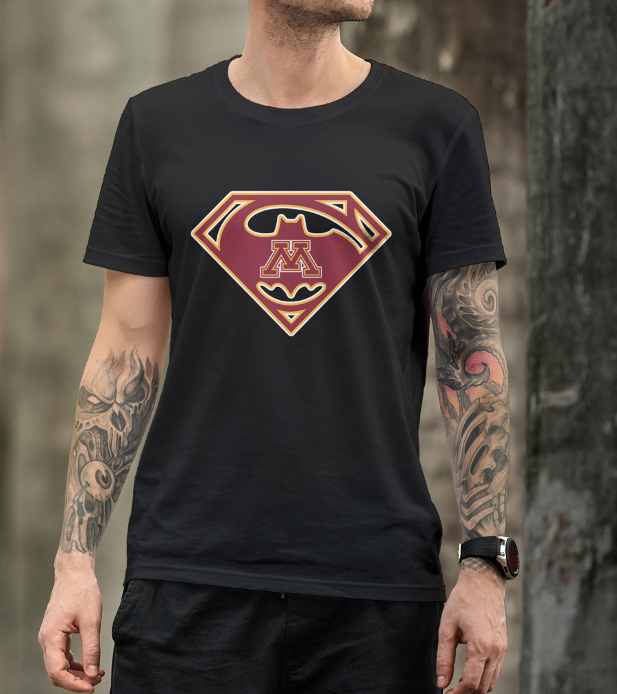 Superman Batman Minnesota Golden Gophers Logo 48 T-Shirt