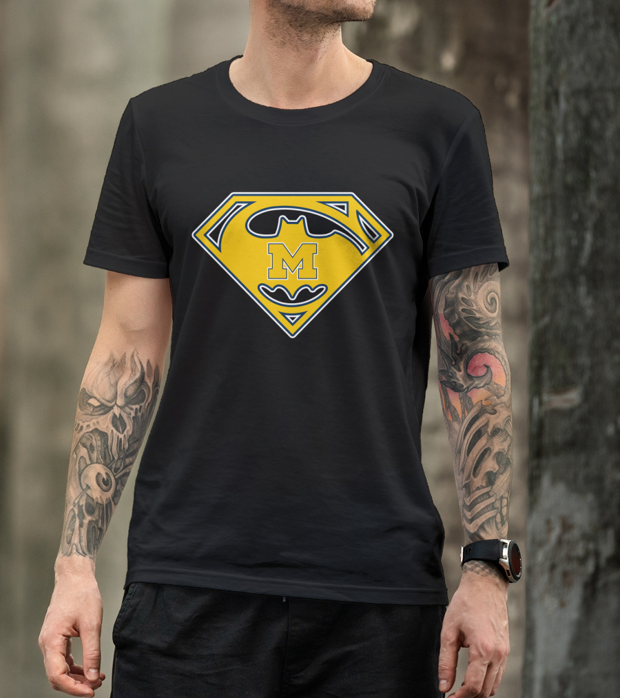 Michigan Wolverines Batman Superman Logo Icon T-Shirt