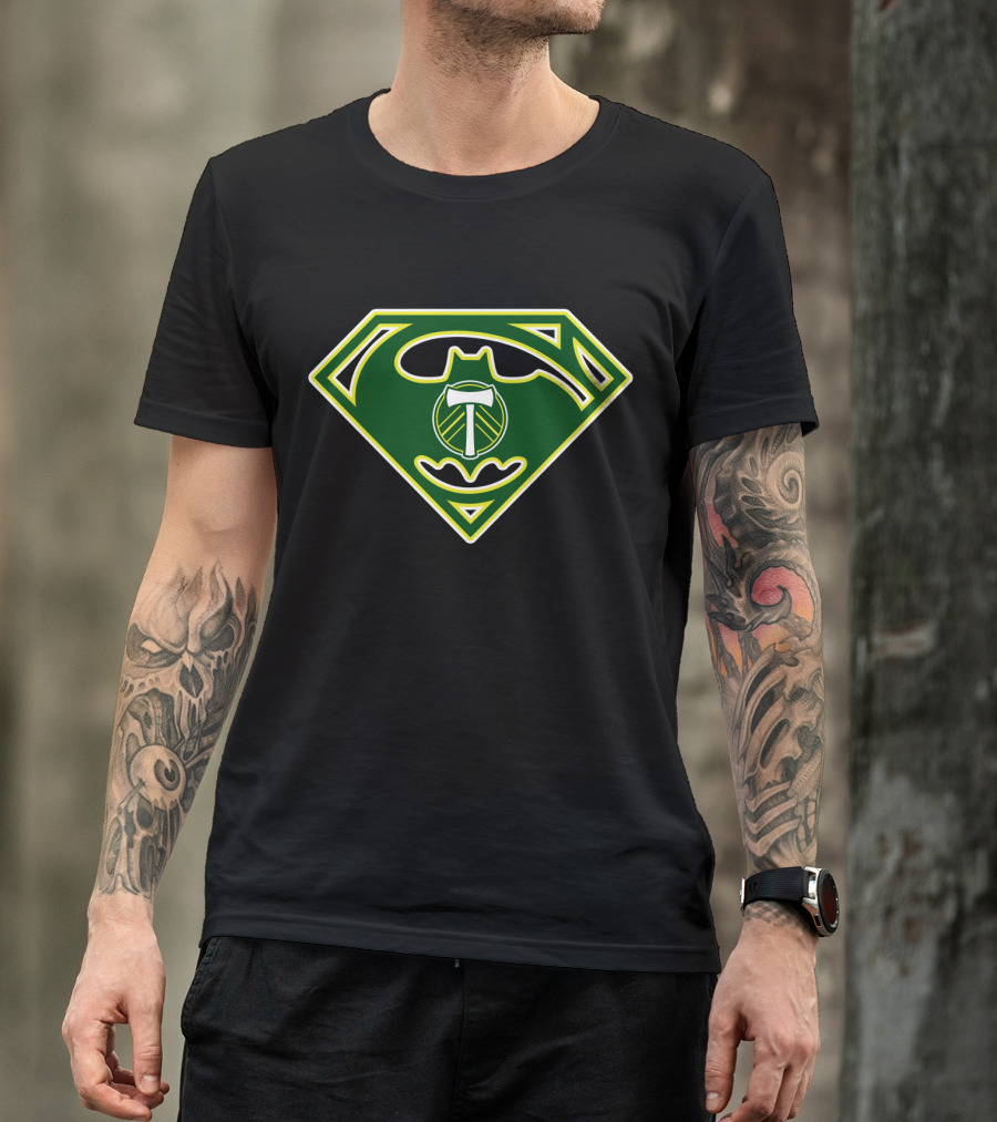 Portland Timbers Batman Superman Logo Combination T-Shirt