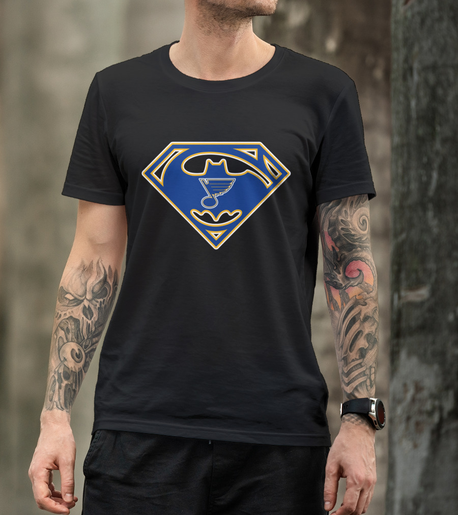 Batman Superman St. Louis Blues Logo Mashup T-Shirt