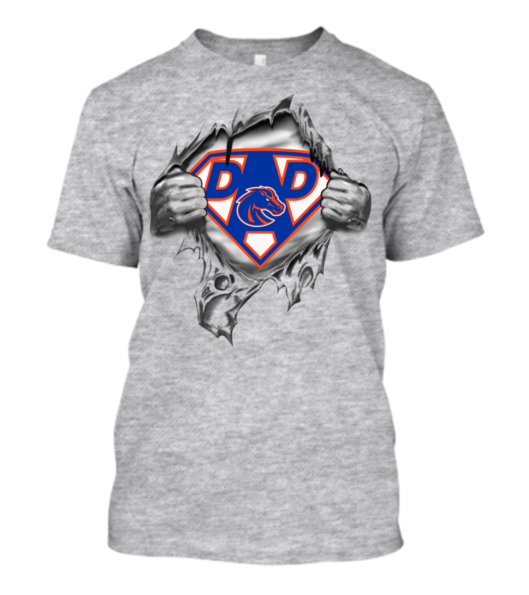 Boise State Broncos Super Dad Logo With Ripped T-Shirt