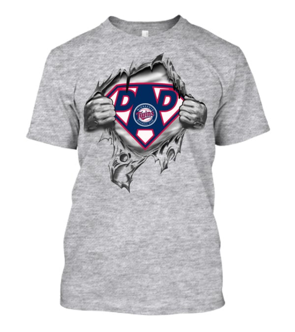 Dad Minnesota Twins Superhero Logo Inside Ripped T-Shirt