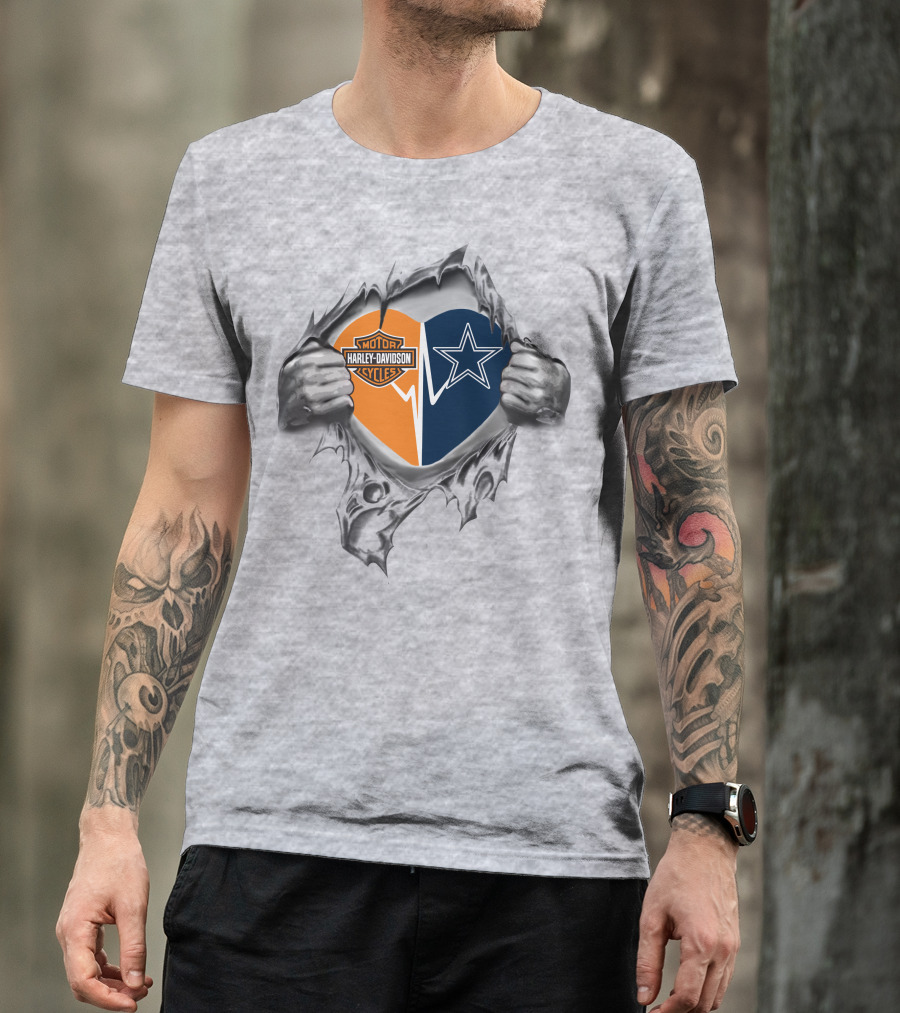 Harley Davidson Cowboys Heart Logo Fusion T-Shirt