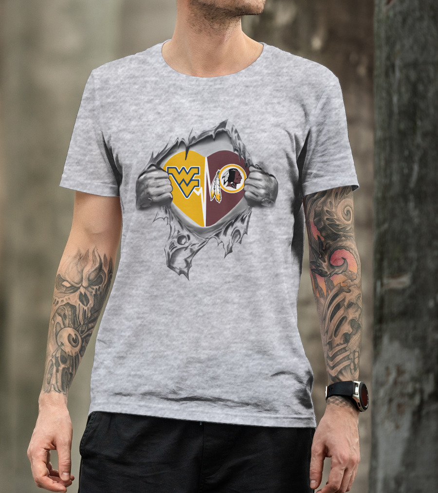 West Virginia Mountaineers Redskins Heart Tear T-Shirt