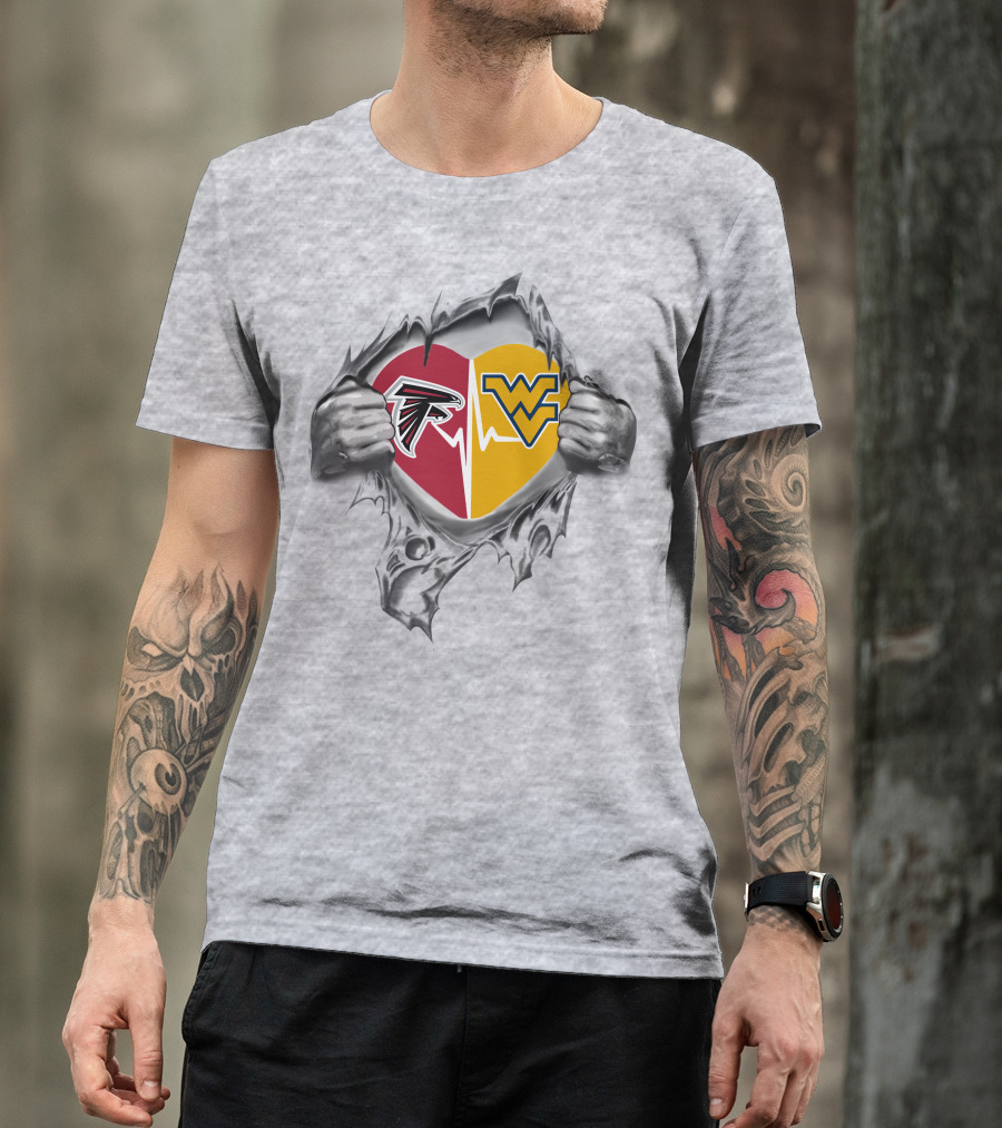 Falcons West Virginia Mountaineers Heart Logos Fan Passion T-Shirt