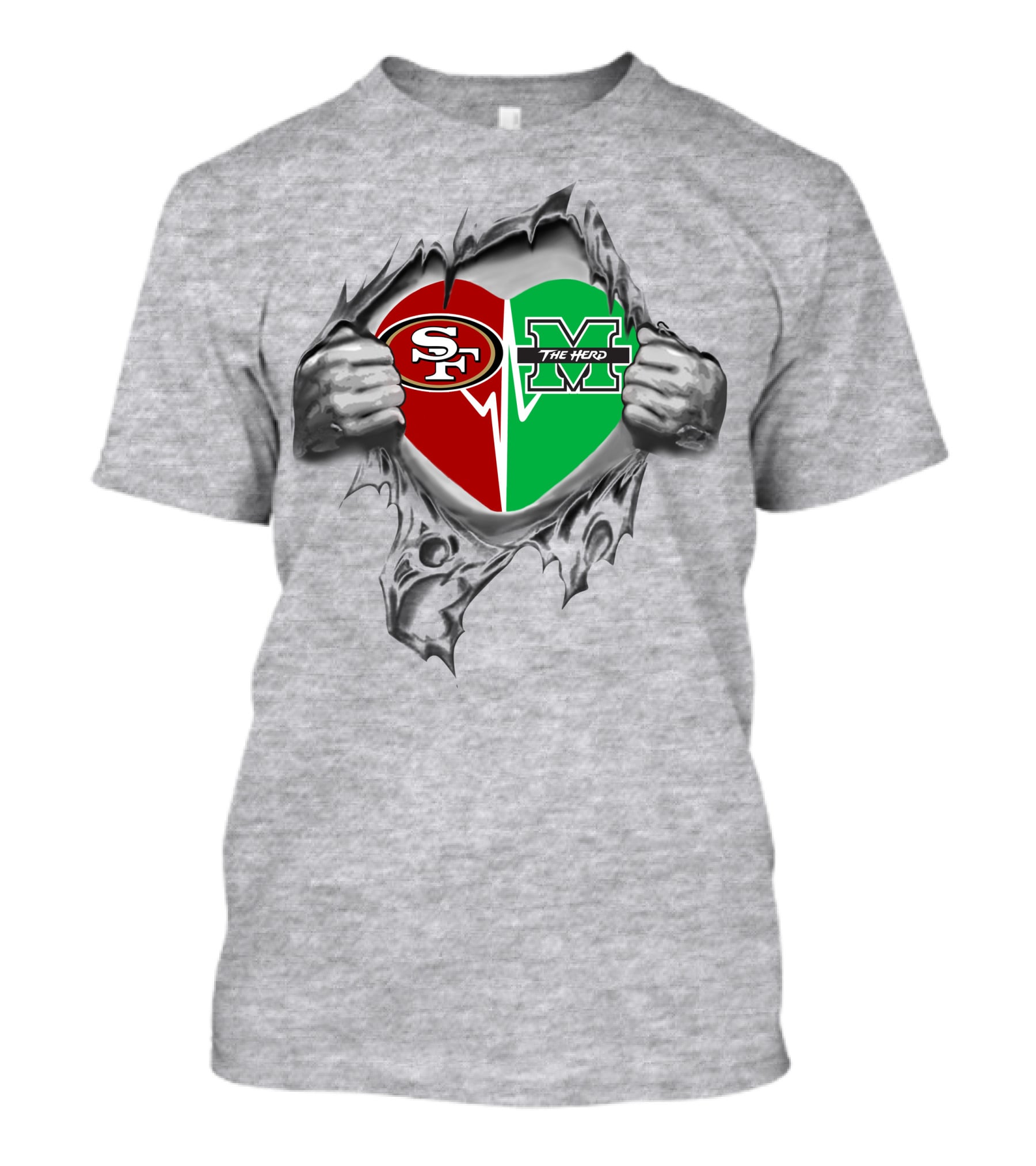 49ers Marshall Thundering Herd Heart T-Shirt