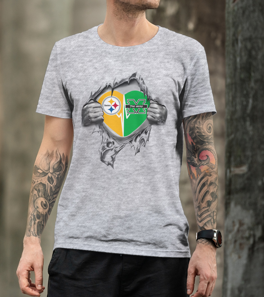 Steelers Marshall Thundering Herd Heart T-Shirt