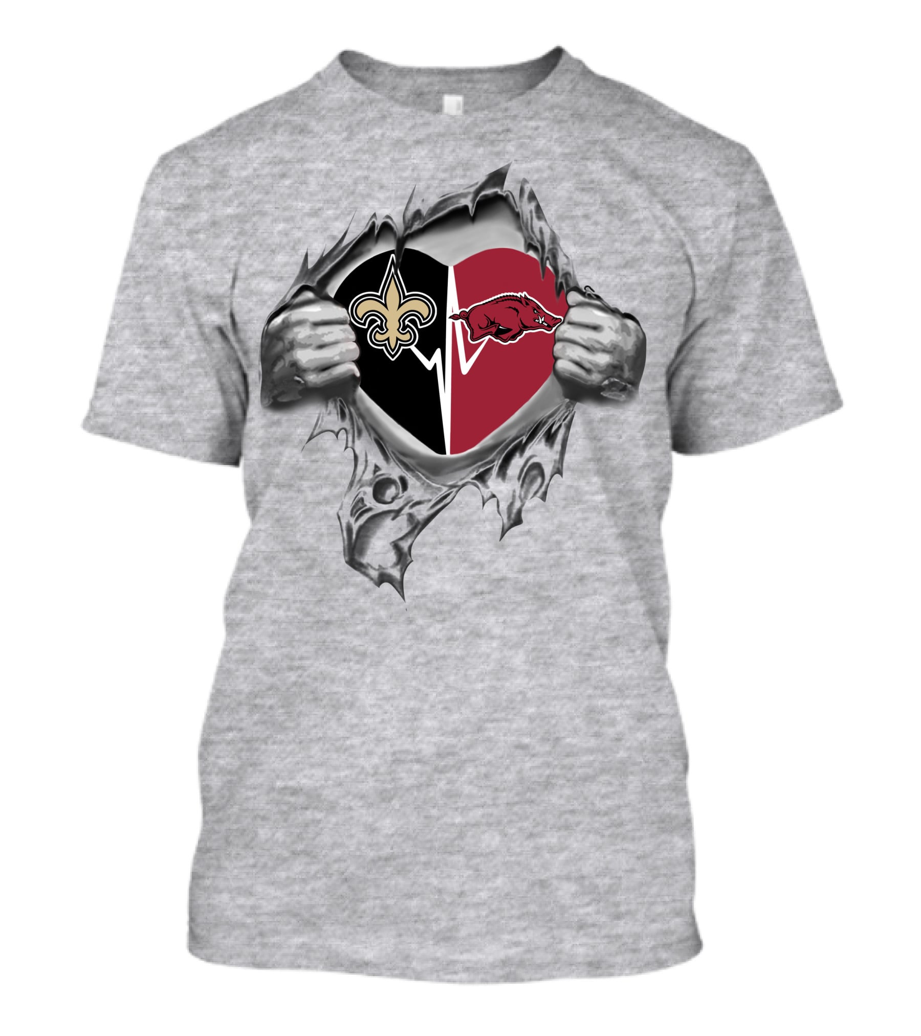 Saints Arkansas Razorbacks Dual Heart T-Shirt